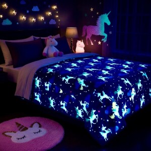 Manta Neon Infantil Casal Brilha no Escuro (várias estampas)