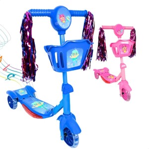Patinete Infantil 3 Rodas com Led Som e Cesta (2 cores)