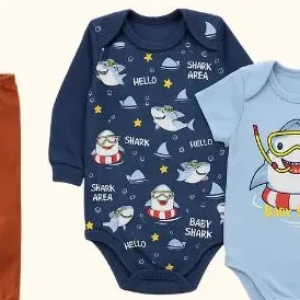 Kit 9 Peças Body Bebê Menino Algodão Inverno Manga Longa