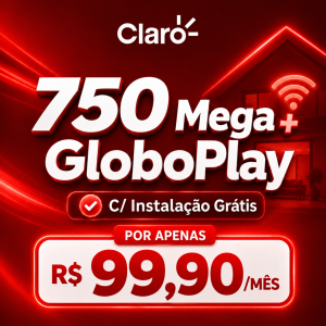 Claro Fibra 750 Mega por R$ 99,90/mês com GloboPlay + Instalação e Wi-Fi grátis!