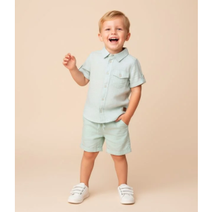 Camisa Infantil em Viscolinho com Bolsinho - Tam 1 a 4 Anos
