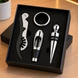 Kit Vinho 4 Peças Aço Inox