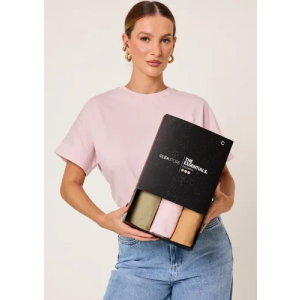Kit 3 T-shirts Oversized Colorful Algodão Cléa Store Rosa Claro verde Olivacaramelo sd