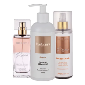 Kit Body Splash Hidratante Corporal Perfume Capilar Roses Barbour's Beauty