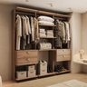 Imagem da oferta Guarda-roupas Closet Modulado Alasca 180cm 3 Peças Com 4 Gavetas Laterais E Cabideiros Freijó Carraro