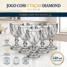 Imagem da oferta Jogo 6 Taças de Cristal 340ml Diamond Transparente Lapidado Vitrex