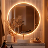Imagem da oferta Espelho Redondo 50cm C Led Para Parede Quarto Banheiro Sala Moldura Redondo 50cm Led Quente
