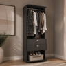 Imagem da oferta Closet Aberto 2 Gavetas Alasca Carraro (Preto Touch)