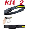 Imagem da oferta Kit 2 Lanterna de cabeça com SUPER LED Recarregável USB Type C