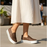 Imagem da oferta Tênis Via Marte 010-035 Feminino Original Casual Slipon Flat Dark Brown 34 Br