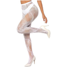 Imagem da oferta Meia-Calça Feminina Estilo Romântico Floral Branca - Malha Decorativa Vazada com Cintura Alta Ajuste Confortável