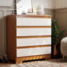 Imagem da oferta Cômoda 4 Gavetas Multiuso Para Quarto De Casal Organizadora De Roupas Com Pés Corrediças Telescópica Cor Off Nature