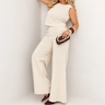 Imagem da oferta Conjunto Feminino Blusa Com Calça Pantalona Em Linho