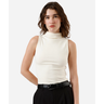 Imagem da oferta Blusa feminina de algodão gola alta canelada bege