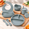 Imagem da oferta Kit Alimentação Bebê de Silicone com Babador Bowl Prato Copo Talheres
