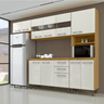 Imagem da oferta Cozinha Compacta 4 Peças Balcão com Tampo 3 Portas de Vidro Lara Yescasa MarromSinaiBranco