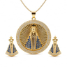 Imagem da oferta Conjunto Feminino "Nossa Senhora Aparecida" – Colar e Brincos Banhados a Ouro 18K com Zircônias, Simbolismo Religioso e Fé – Acompanha Bolsa de
