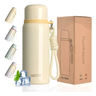 Imagem da oferta Garrafa Térmica Inox 500ml Parede Dupla Gelada 24h Com Alça Bege