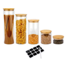 Imagem da oferta Kit 5 Potes Herméticos Vidro Biscuitt Orbb Tampa Bambu 5.3L Manter Alimentos Frescos