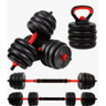 Imagem da oferta Kit Halteres 6 Em 1 Academia Preto E Vermelho Peso Musculação Ajustável 10,15,20,30kg Segurança e Durabilidade