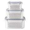 Imagem da oferta Kit 3 Organizador De Geladeira Alimentos Vegetais Com Tampas