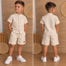 Imagem da oferta Conjunto Infantil Mauricinho Masculino Menino Camisa Social Manga Curta Bermuda Linho