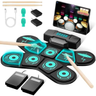 Imagem da oferta VEDO Kit de Bateria Eletrônica Portátil VD-SJG: 9 Pads com Alto-Falantes Duplos Design Dobrável Conexão MIDIJogos