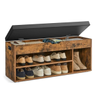 Imagem da oferta VASAGLE Banco para Sapatos com Almofada 3 Compartimentos Espaço Oculto Prateleiras para Sala de Estar Corredor Qu