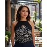 Imagem da oferta Blusa Feminina Viscose Preta Estampa Floral