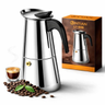 Imagem da oferta Cafeteira Italiana Moka Expresso Inox 300ml Para 6 Xícaras, Café Mais Encorpado, Intenso E Aromático, Preparo Rápido Sem Filtro, Design Clássico,
