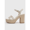 Imagem da oferta Sandália Feminina Vizzano Salto Bloco Tramado Off-White