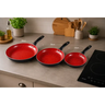 Imagem da oferta Kit Max Chef: 3 Frigideiras Cerâmica Antiaderente Indução 22cm + 26cm + 28cm Preto-vermelho