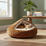 Imagem da oferta CAMINHA PET NUVEM COBERTA FECHADA CAMA PLUSH TOCA DONUT IGLU M50CM (TOFFEE)