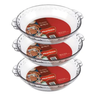 Imagem da oferta Kit 3 Assadeira De Vidro Redonda Filetada Forma Marinex Com Aba 600ml - Conjunto de Formas Assadeiras