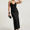 Imagem da oferta Vestido Midi Feminino Fenda Slip Dress Gola Degâge Costa Nua