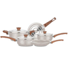 Imagem da oferta Conjunto de Panelas Vanilla Cerâmica 5 Peças – Antiaderente Cerâmico | 18cm, 20cm, Caçarola 22cm, Frigideiras 22cm e 24cm | Tampas de Vidro, Cab