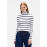 Imagem da oferta Camiseta Feminina GAP Gola Alta Listrada Branca