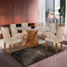 Imagem da oferta Conjunto Mesa Redonda com Vidro e 6 Cadeiras Tampo 120CMX120CM Barcelona Yescasa