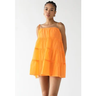 Imagem da oferta Vestido Feminino FARM Babados Camadas Alças Finas Laranja
