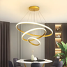 Imagem da oferta Lustre Pendente Led Moderno Anéis Led 89w 3 Arcos Dourado