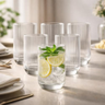 Imagem da oferta Jogo 6 Copos Vidro Canelado 423ml Elegante Água Suco Refrigerante Drinks