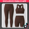 Imagem da oferta Conjunto Academia Fitness Feminino Top Nadador + Legging + Short Cintura Alta Zero Transparência