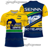 Imagem da oferta Novo Ayrton Senna No # Camiseta Casual de Verão 3D para Homens e Mulheres Respirável Manga Curta Estilo Racing Car