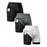 Imagem da oferta Kit 3 Shorts 2 Em 1 Duplo Bolso Para Academia Treino Corrida