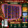 Imagem da oferta Pisca Cortina 300 Leds 3x3m Usb Ip44 8 Modos Iluminação Luzes Fada Decoração De Natal Festa Colorido Luvinco