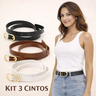 Imagem da oferta Kit 3 Cintos Fino Moda Social