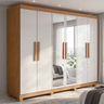 Imagem da oferta Guarda-roupa Casal 6 Portas Easy Slim com Espelho e Pés AmêndoaOff White