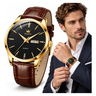 Imagem da oferta Relógio Masculino Olevs Dourado Couro Marrom Calendário Marrom Dourado