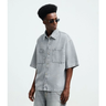 Imagem da oferta Camisa Boxy em Jeans com Bolsos Marmorizada