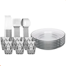 Imagem da oferta Aparelho De Jantar 30 Peças Copos Diamond Pratos E Talheres Transparente Diamond